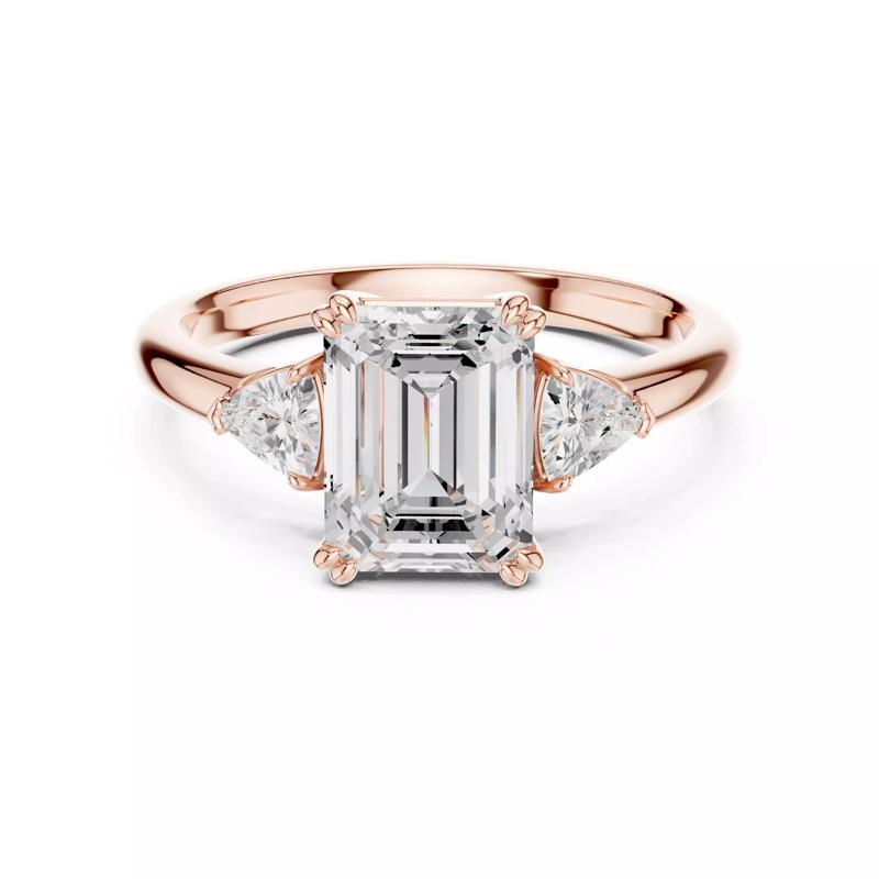 Three Stone Emerald Trillion Diamond Wedding Ring 3DM STL Video