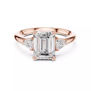 Three Stone Emerald Trillion Diamond Wedding Ring 3DM STL Video