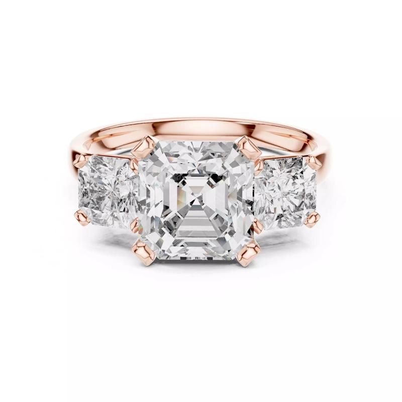 Three Stone Asscher Cut Diamond Engagement Ring 3DM STL Video