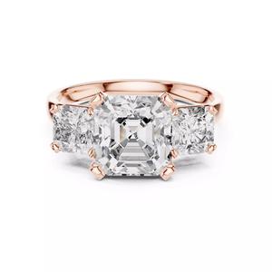 Three Stone Asscher Cut Diamond Engagement Ring 3DM STL Video