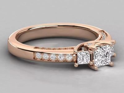 three stone princess cut engagement ring