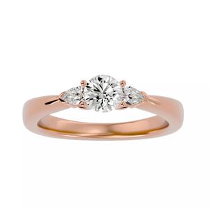 Tri Diamond solitaire wedding engagement ring with 360 view