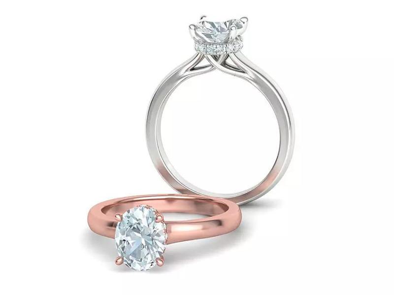 Trellis Engagement ring  9x7 Oval stone 3dmodel