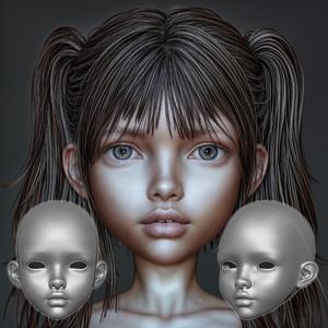 Jade - bjd Head, 3D Head doll, Bjd HeadArt, 3d HeadModel, baby face stl print, teenager 3d print, child 3D model bjd doll