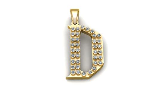 GOLDEN ALPHABET D PENDANT 3D PRINTABLE MODEL