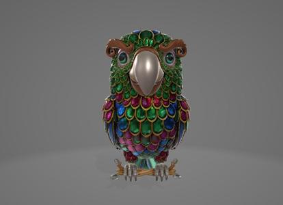 Jewelwing Parrot – Gemstone Avian Sculpture