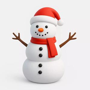 Snowman 3D Model Christmas Decoration Low Poly
