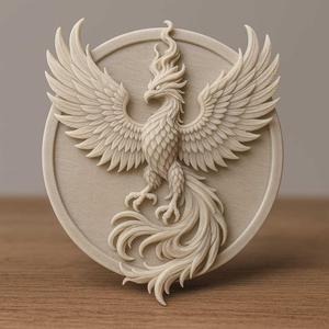 Phoenix Flame Guardian – 3D Printable Wall Relief & Sculpture – Fantasy Bird Decor