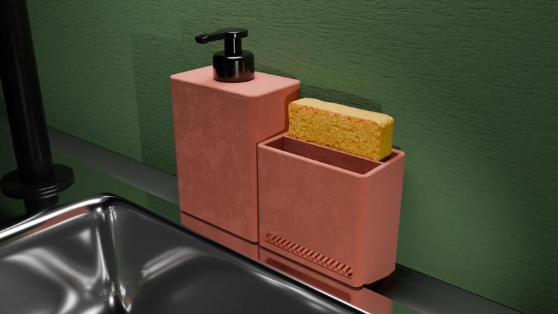 Soap Dispenser & Sponge Holder - Modern for Kitchen / Bathroom