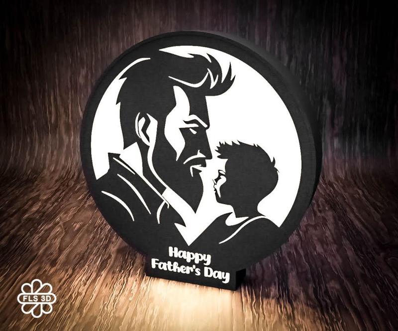 Father & Child Silhouette Lightbox – Happy Father’s Day