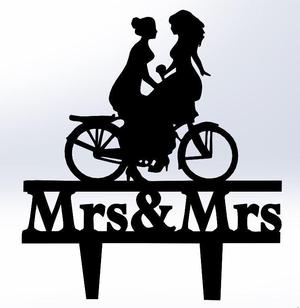 Cake Topper - Two Brides on a Bicycle
