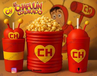 Chapulin Colorado Cups and Pochoclera Combo
