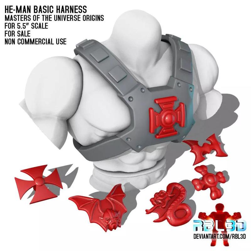 He-man basic Harness with diferent 6 badges for Motu Origins