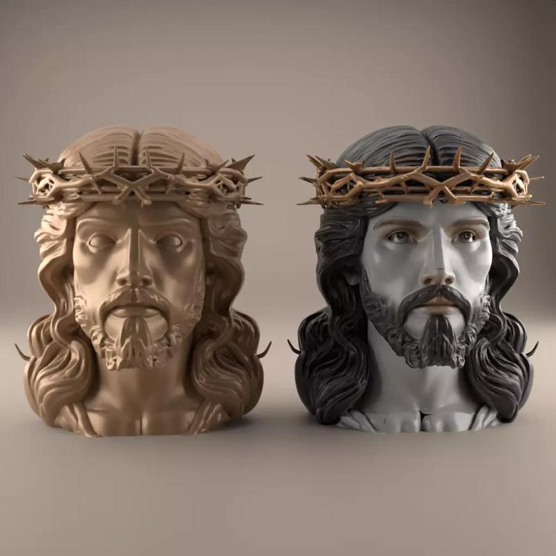 Jesus Christ Bust STL File 3D Model for Christian Decor