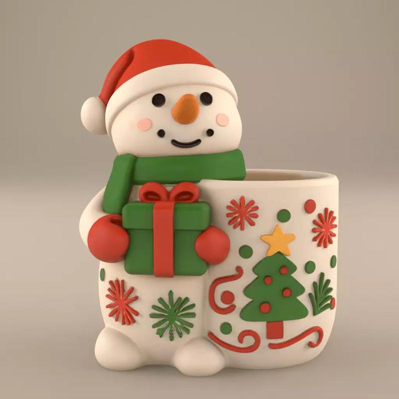 Christmas Snowman Planter and Candy Dish STL