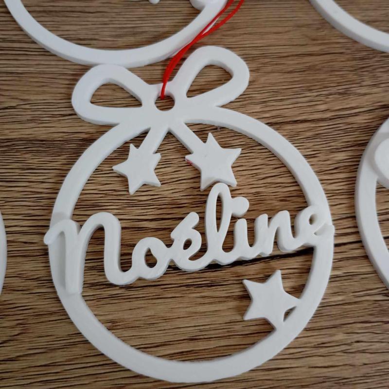 2 x Noéline, Personalized Christmas tree ball