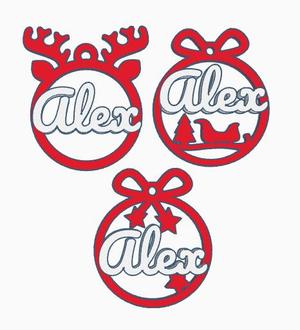 3 x Alex, Personalized Christmas tree ball