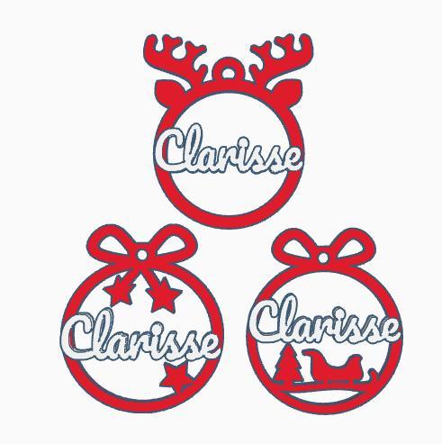 3 x Clarisse, Christmas bauble