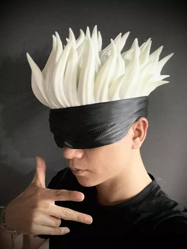 Gojo Saturo Eye Mask With Hair - jujutsu Kaisen Cosplay