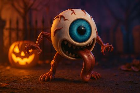 Creepy Eyeball Monster Figurine | 3D Printed Spooky Eyeball Creature with Teeth & Tongue | Unique Horror Decor, Collectible