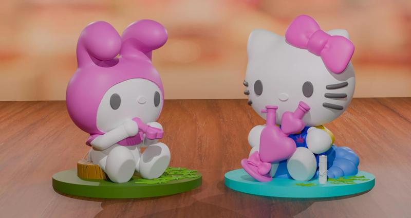Fantasy Figures Sanrio Hello Kitty y My Melody Weed Version