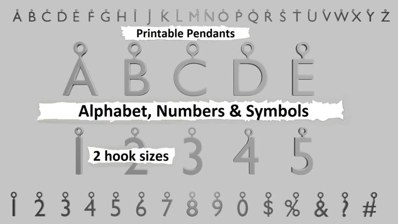 Alphabet, Numbers & Symbols – 3D Printable Pendant Collection