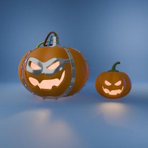 JACK-O-LANTERN CYBORG HALLOWEEN PUMKIN - ROBOT PUMPKIN