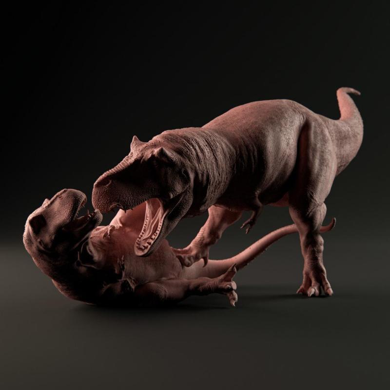Tyrannosaurus fight 1-35 and 1-72 scale pre-supported dinosaur