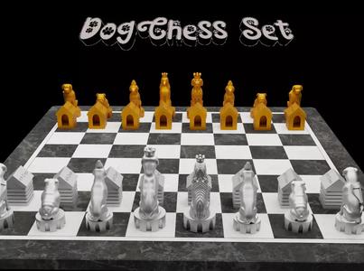 Dog Chess Set - Animal Dog 6 Different Chess Pieces