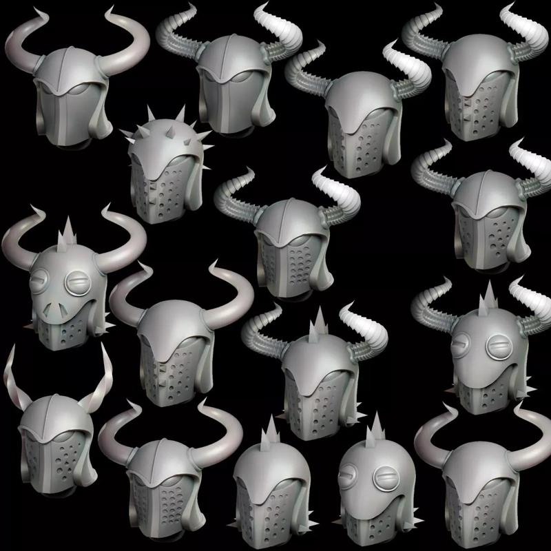 Chaotic barbarian helmets