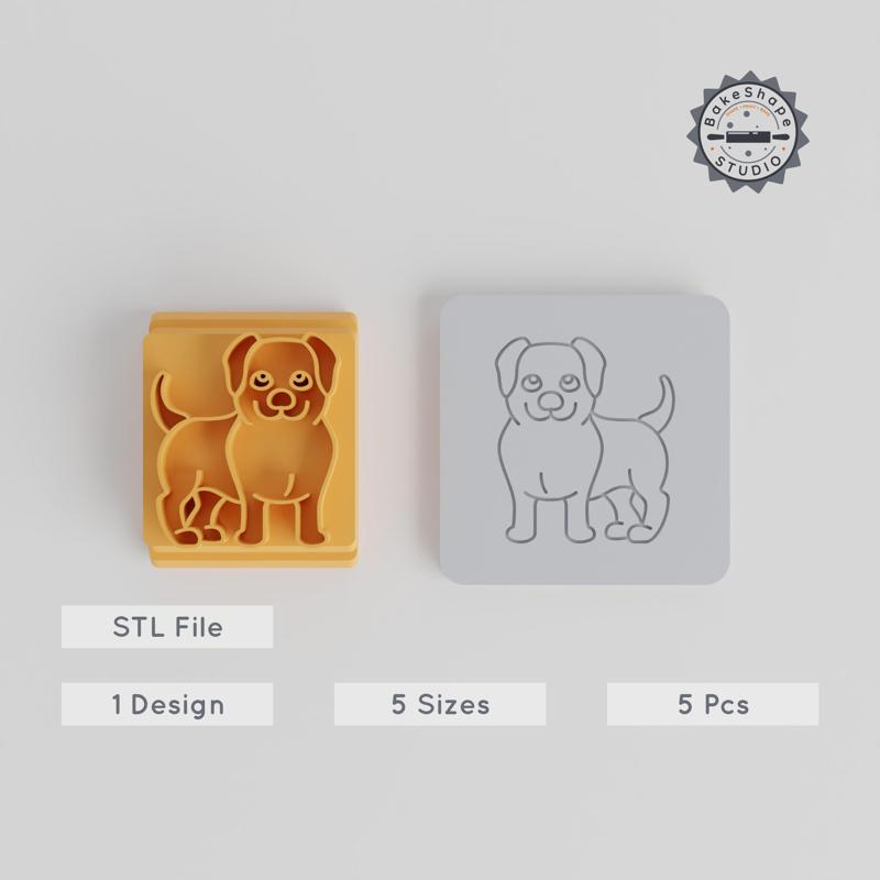 Labrador Stamp Tile Set, 5 Sizes, Ideal for Clay, Cookies & Fondant, Pet Canine Design