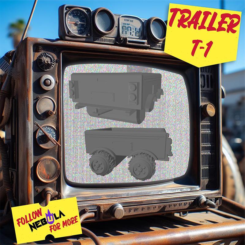 Gaslands Pickup Trailer and wheels T-1 1/64 - 3D STL files