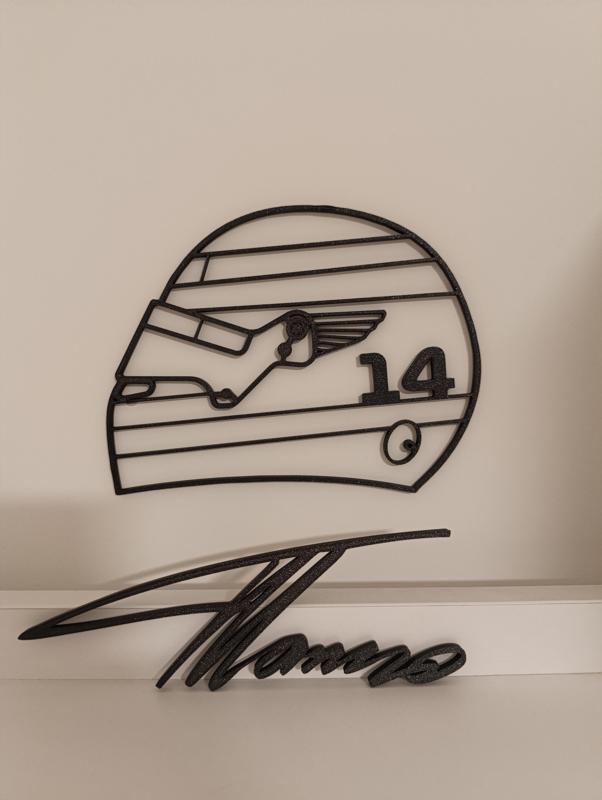 Décoration murale – Casque Alonso + signature