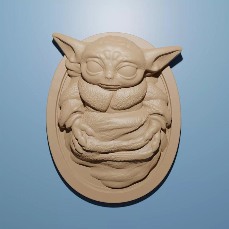 Baby Yoda Star Wars artcam aspire relief model 3D for CNC Router