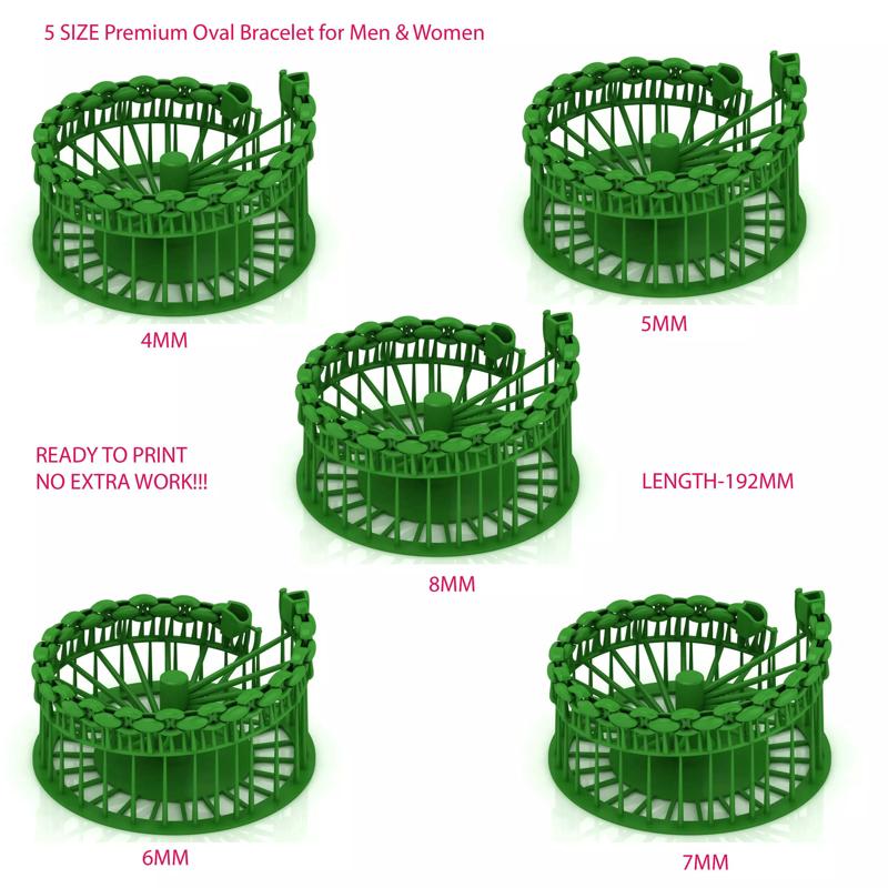 5 Set of SPIRAL Premium Oval Bracelet for Men and Women 3D Model Collection