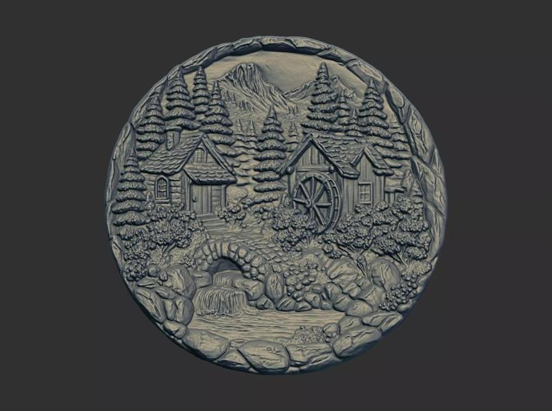 nature themed houses wall decor cnc model