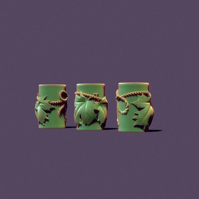 Autumn candle with maple leaves