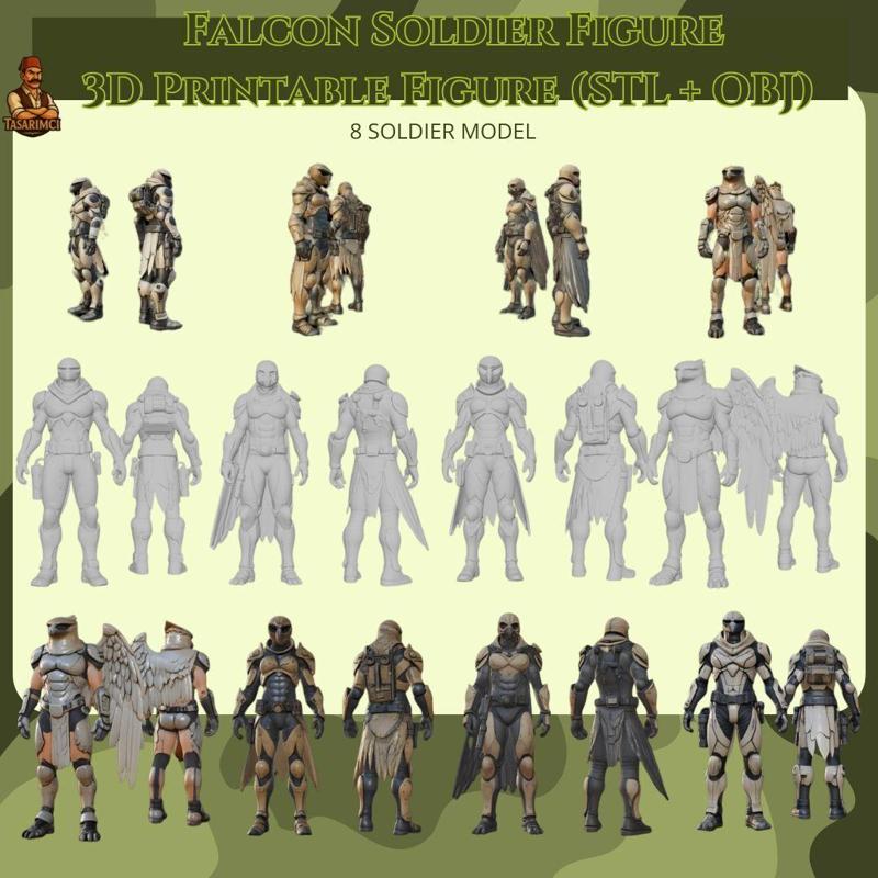 Falcon Soldier Figure – 3D Printable Model (STL + OBJ)