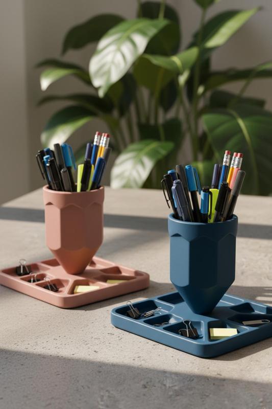 SmartDesk Pen Holder with Storage Base | 3D Print STL