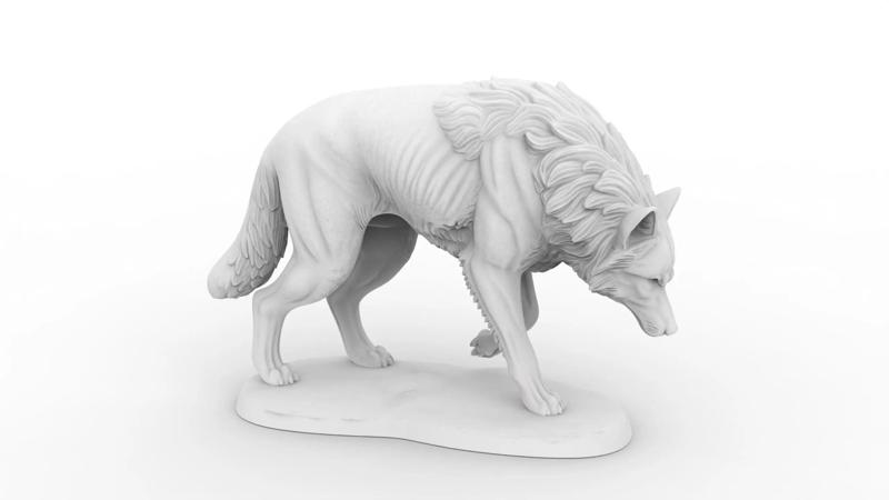 Wolf 3D Sculpture Model Walking Pose Print Model