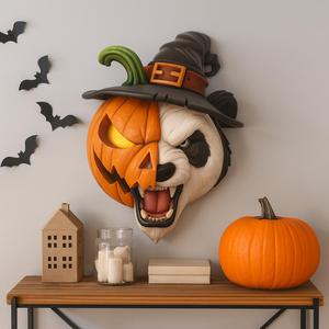 Halloween Pumpkin Panda Sculpture – Spooky Witch Hat 3D Print Model  Halloween Spooky Decoration, Hilarious Figurine STL
