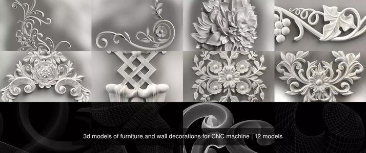 3d models of furniture and wall decorations for CNC machine 3D Model Collection