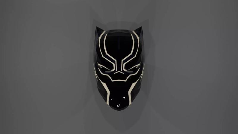 black panther mask 3d model and papercraft template