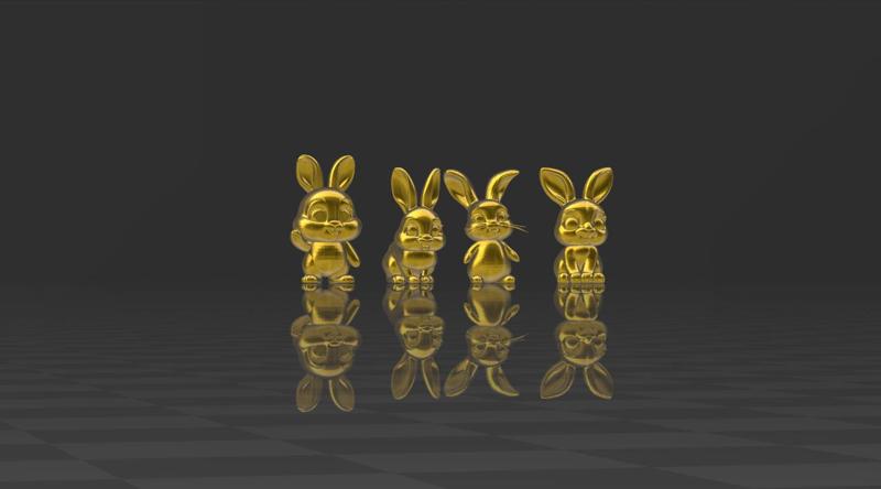 🐰 4 Kawaii Bunny Miniatures - 4 Kawaii Bunny Miniatures (FREE - THANK YOU TO MY FOLLOWERS)