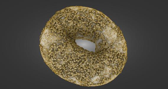 Sesame Bagel 3D Model — Premium 2.5M Hi-Detail Laser Scan (500k & 2.5M OBJ/STL)  By - ScanPantry