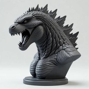 Realistic bust of Godzilla