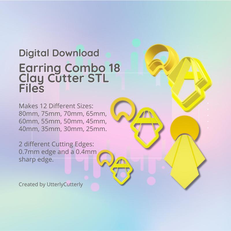 Clay Cutter STL File - Earring Combo 18