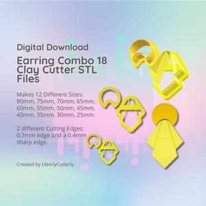 Clay Cutter STL File - Earring Combo 18