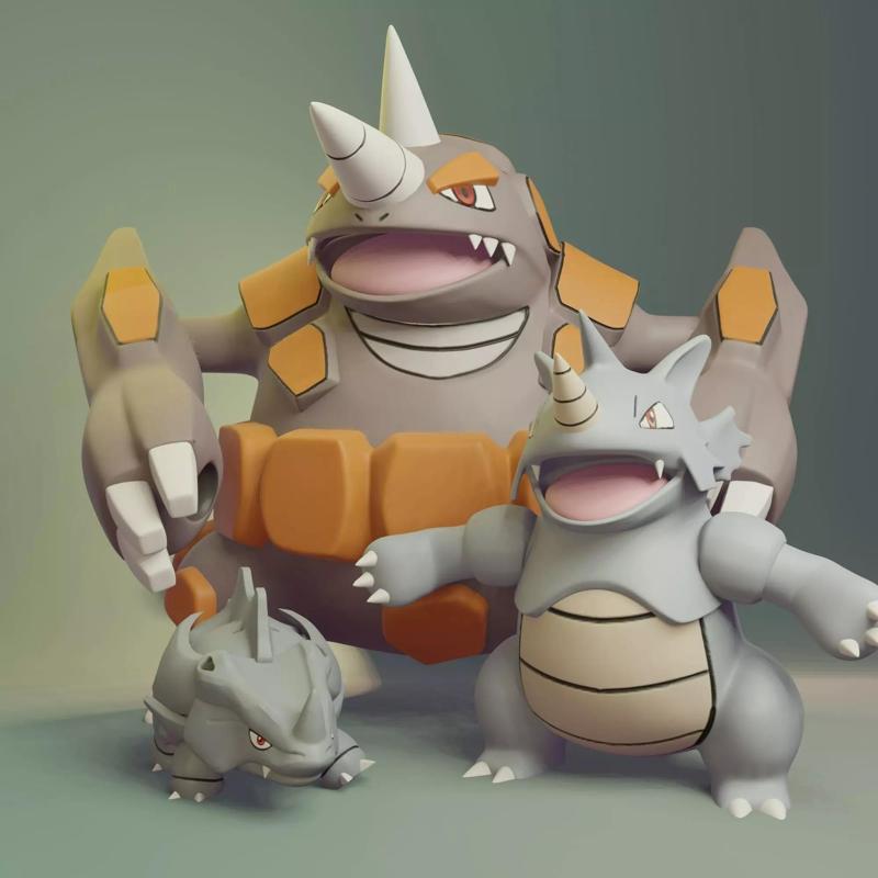 Pokemon - Rhyhorn Rhydon and Rhyperior
