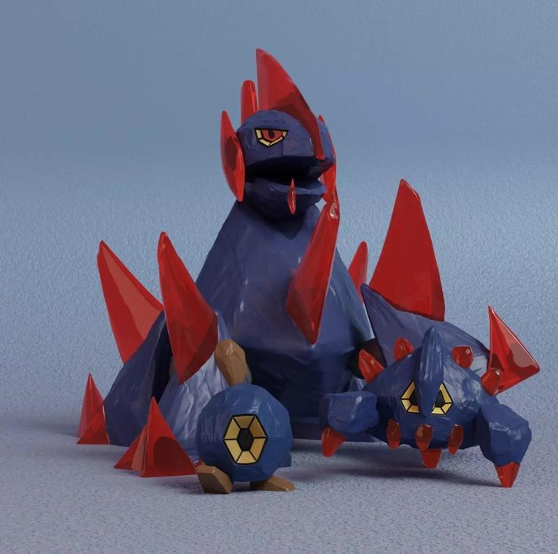 Pokemon - Roggenrola Boldore and Gigalith with 2 poses